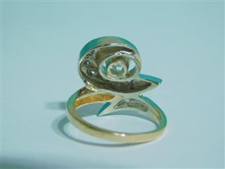 FEY 1 CTW Diamond Fashion Ring 8 Diamonds .44C 14K 2 Tone Gold 4.6g